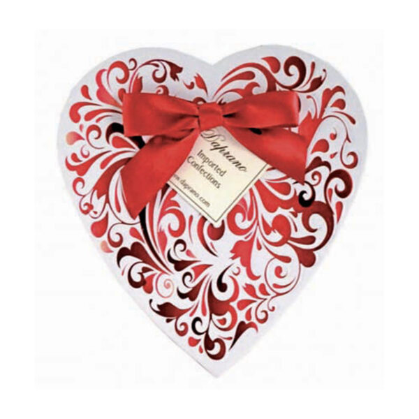 Red Embossed Heart Box Italian gianduia chocolate hearts